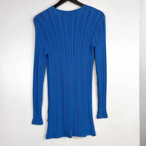 Ralph Lauren Black Label Knit Front Lace-Up Tunic Sweater Blue - Size S - Picture 6 of 9